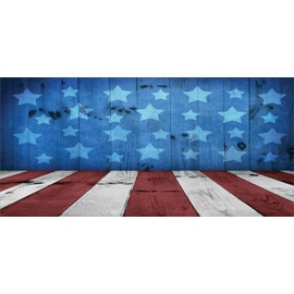 Ambesonne Rustic Pencil Pen Holder, Old Grunge Themed Arrangement with Stars and Stripes Patriotic Concept, Ceramic Pencil Holder for Desk Office Accessory, 3.6" X 3.2", Pale Maroon Pale Grey