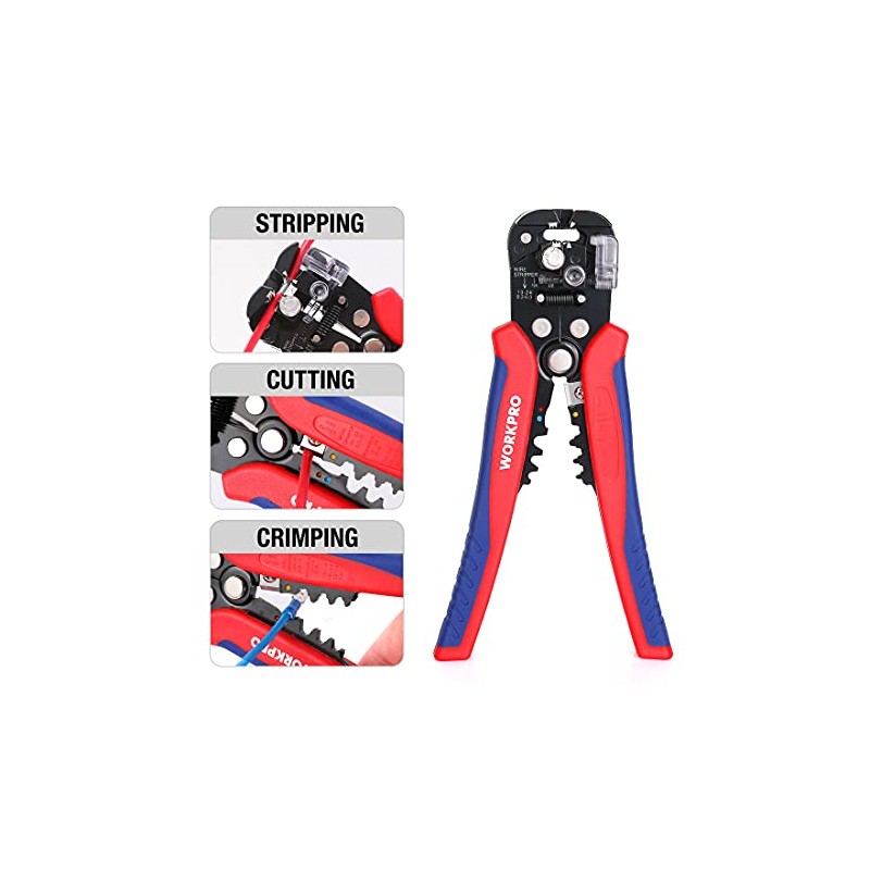 WORKPRO Self Adjusting Wire Stripper, 3-in-1 Automatic Wire Stripper/Cutter/Crimper, AWG10-24,