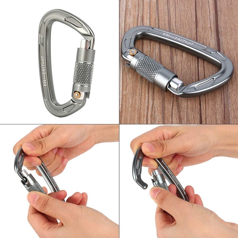 BOROCO Climbing Carabiners, 25KN/2550KG Safety Rescue Carabiner D Shaped Buckle