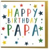 Birthday Card, Stars, Happy Birthday, Papa, Embellished with Colourful Pompoms