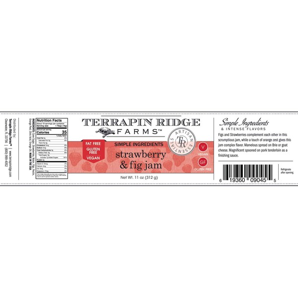 Terrapin Ridge Farms Strawberry and Fig Jam – One 11 Ounce Jar