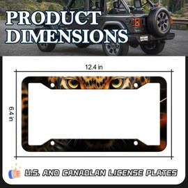 HCSS 2PCS Tiger Face License Plate Frames,Personalize Animal Aluminum Metal License Plate Holder Car Accessory,Rust-Proof Waterproof Car Decorative Tag Frames for Standard US 12x6 Inch