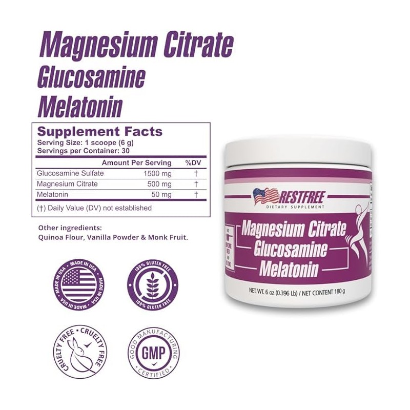 Citrato de magnesio puro RestFree - con glucosamina y melatonina