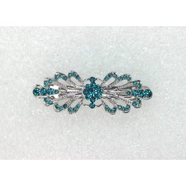 Faship Gorgeous Malibu Blue Rhinestone Crystal Small Floral Hair Barrette Clip