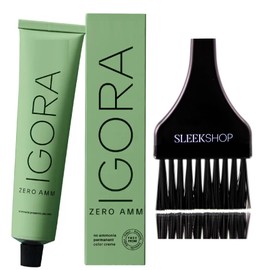 yper Comb + IGORA ZERO AMM No Ammonia Permanent Hair Color Creme Color, AMMONIA-FREE Haircolor Cream Dye Colour (w/SIeekshop Brush) (7-77 Medium Blonde Copper Extra)