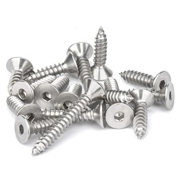 ANSIEDIO M6 Wood Screws Countersunk Screws Flat Head Hexagon Socket Tapping Screws Stainless Steel Chipboard Screws M6 x 25 mm Pack of 10