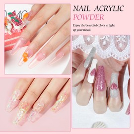 PEACECOLOR 39PCS Acrylic Nail Kits with Lamp 3 Colours Acrylic Powder Acrylic Nail Liquid Set with 24pcs Glitter Powder Nail Art False Nail Tips Manicure Full Set for Beginners Starter Kit