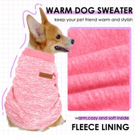 3 Pack Dog Sweaters for Small Dogs Girl Boy Winter Fleece Clothes Warm Soft Dog Sweatshirt Outfit for Dogs Cats Pet Apparel (Pink+Rose+Purple, XX-Small)