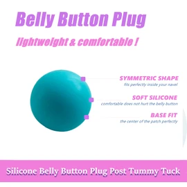 8PCS Belly Button Plug Post Tummy Tuck Belly Button Shaper Belly Button Plug Soft Silicone for Liposuction or Umbilical Hernia Repair Blue