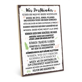 TypeStoff HS-00415 Wooden Sign with Saying – We Village Children – Vintage Look with Quote as a Gift and Decoration on the Theme of Village and Children