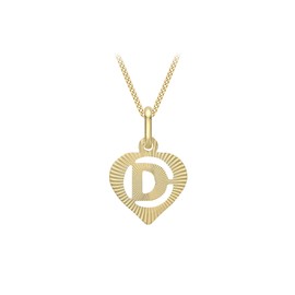 Carissima Gold Women's 9ct Yellow Gold Diamond Cut 'D' Initial Heart Pendant on Curb Chain - 46cm/18'