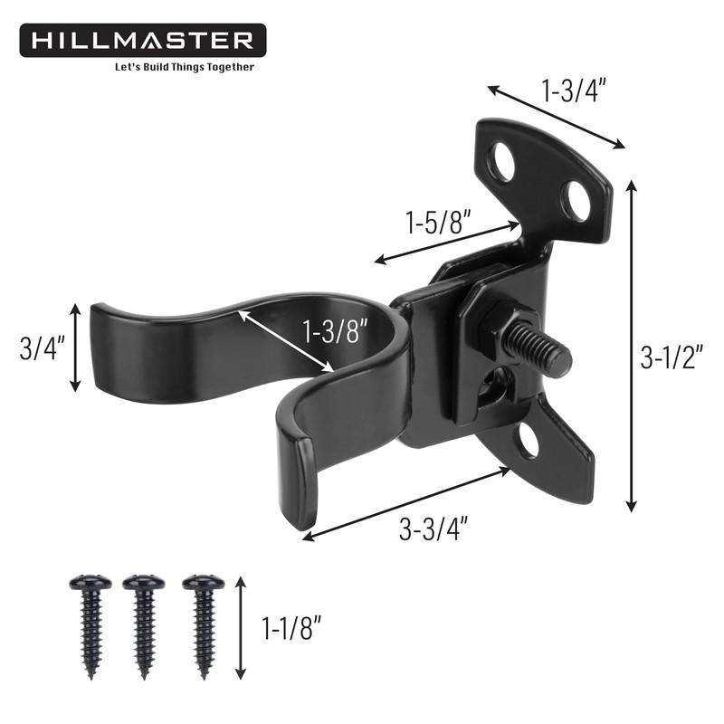 HILLMASTER 1-3/8" Flat Back Wall Mount Chain Link Fork Latch,
