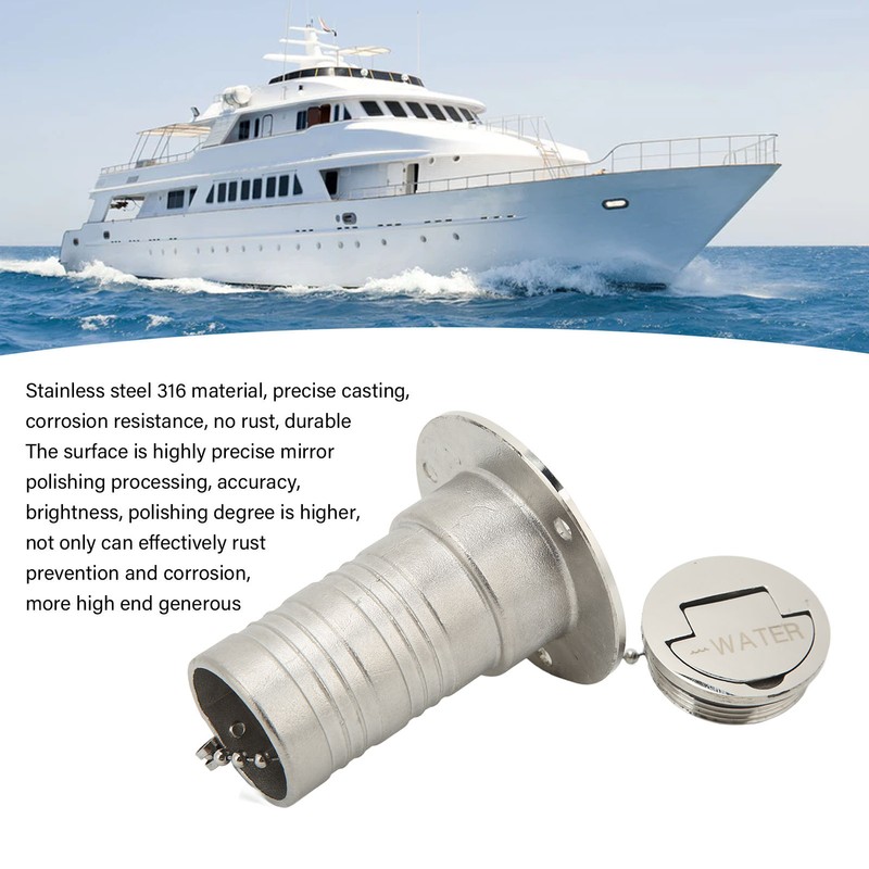Marine Boat Deck Filler with Keyless Cap Stainless Steel Mirror