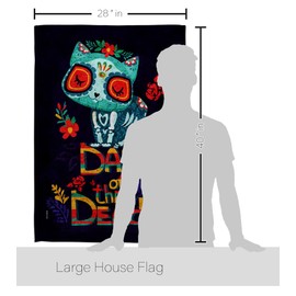 Breeze Decor Skull Cat House Flag Eagle Set Fall Day of Dead Dia De Los Muertos Fiesta Mexican Party Autumntime Decoration Banner Small Garden Yard Gift Double-Sided, Made in USA