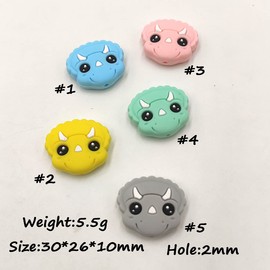 Arakierst Silicone Dinosaur Pearl Bead Mini Cute Silicone Animal Shape Beads for DIY Beading Mom Nursing Necklace Accessories