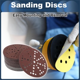 INFINAUTO Schleifscheiben, 6" 49 Loch 2000 Körnung Automobilreparatur Rundes Klett-Schleifpapier Aluminiumoxid, Papierbasis Rot, 50 Stück