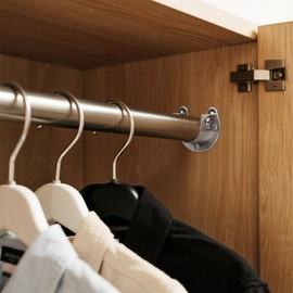 4 Pack Stainless Steel Rod Sockets Closet Pole Sockets U-Shaped Flange Rod Holder Closet Pole Bracket Curtain Closet Rod End Supports Heavy Duty Wardrobe Rods Holders with Screws (Sliver)