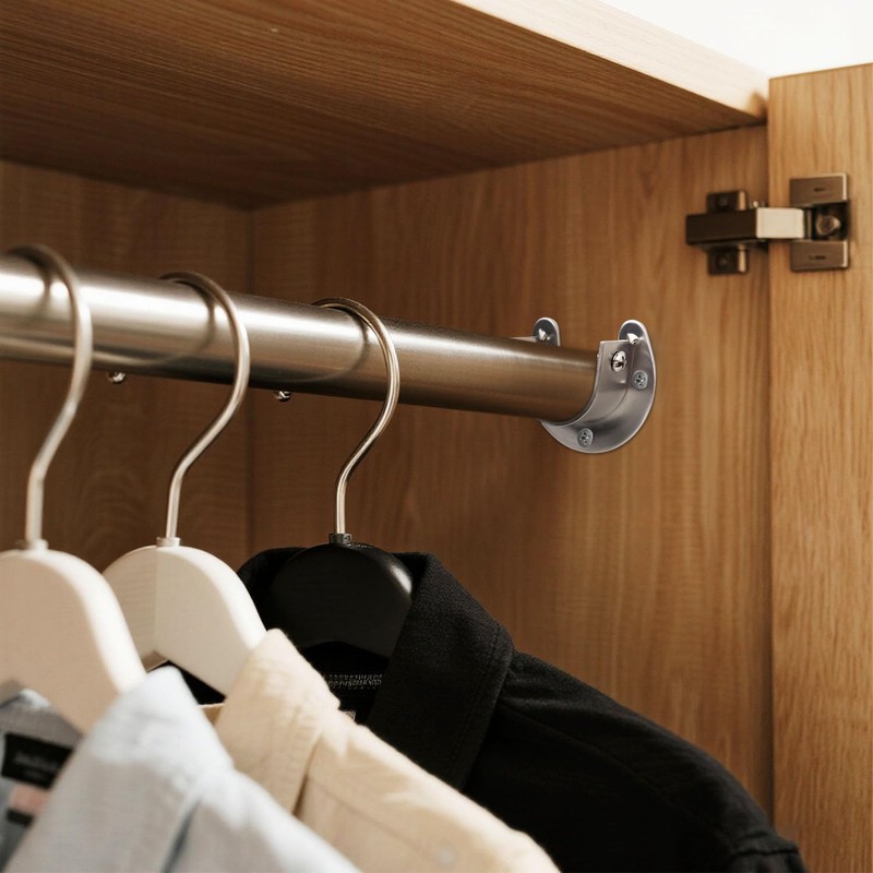 4 Pack Stainless Steel Rod Sockets Closet Pole Sockets U-Shaped