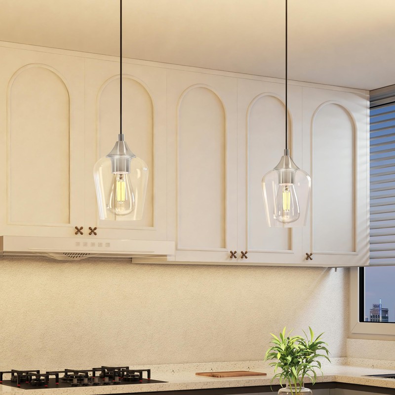 VONLUCE Pendant Lights Kitchen Island, Brushed Nickel Pendant Light Fixtures