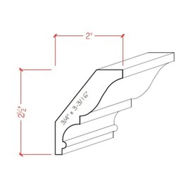 EWCR17 Crown 3/4" x 3-3/16" Unfinished 2-1/2" High x 2" Deep, Maple, 42"