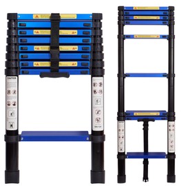 Telescoping Ladder,8.5 FT Aluminum Lightweight Extension Ladder with Wide Pedal, Heavy Duty 330lbs Max Capacity, Multi-Purpose Collapsible Ladder for RV or Indoor Work