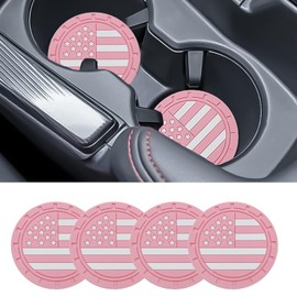 Car Cup Holder Coaster，4PCS Universal Non-Slip US Flag Cup Holders ，Car Drink Coaster ，Car Interior Accessories Color Pink