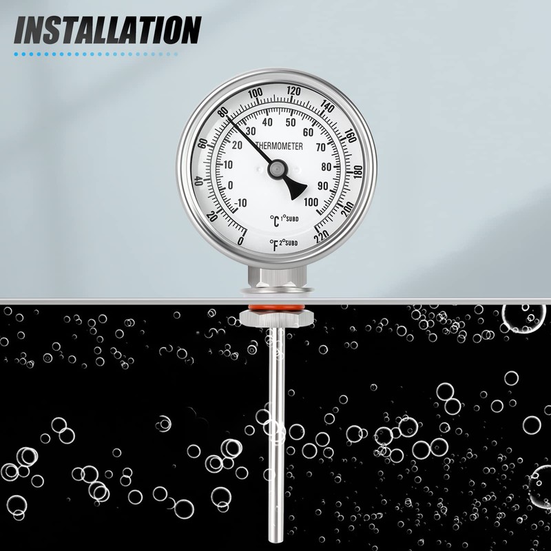 MEANLIN MEASURE 1/2" NPT Bimetal Thermometer for hot Water, boilers,
