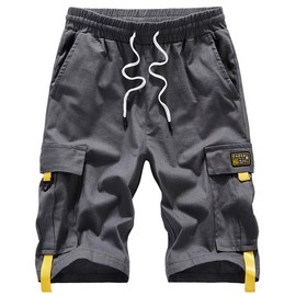 Vcansion Men's Casual Cotton Loose Fit Lightweight Multi-Pockets Cargo Shorts Grey 36/Tag 4XL