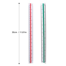 FENGCHUANG 2 Pieces Triangular Ruler 30 cm, Plastic Scale Ruler, Metric Scales 1:20 1:25 1:50 1:75 1:100 1:125/1:100 1:200 1:250 1:300 1:400 1:500 for Architects, Students Engineers engineengine