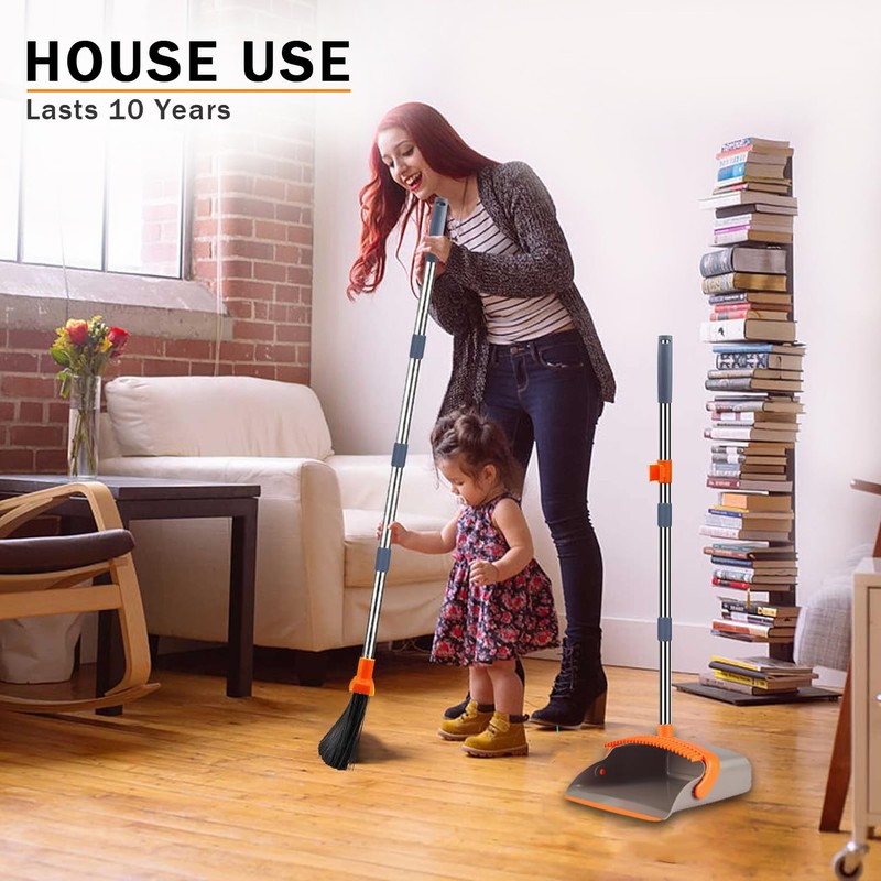 2-Pack is More economical,Upgraded Broom and Dustpan,with 52" Long Handle,