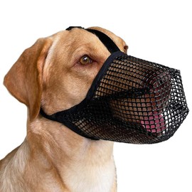 Dog Muzzle, Dogs Anti Bite Air Mesh Dog Muzzle with Adjustable Straps, Breathable Drinkable Prevent Biting Barking Chewing Licking for Pets