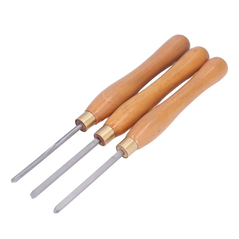 3Pcs Wood Lathe Turning Tool Chisel Beech Handle Steel Insert