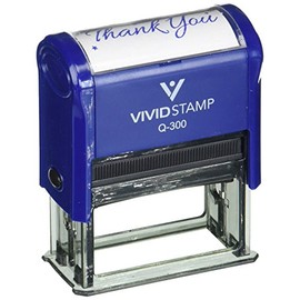 THANK YOU w/ Stars Office Self-Inking Office Rubber Stamp (Blue) - Large