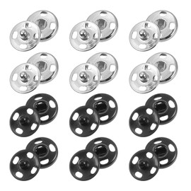 uxcell 12 Juegos Botones de Presión para Coser, Botones de Presión Metálicos de 10 mm para Ropa y Manualidades DIY, Plata/Negro