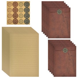 Letter Set, Fashionable, 10 Envelopes, A5, 32 Horizontal Writing, 1 Sticker, Antique Envelopes, Stationery Paper Set, Kraft Paper, Weddings, Birthday Parties, Invitations, Celebrations, Easter,