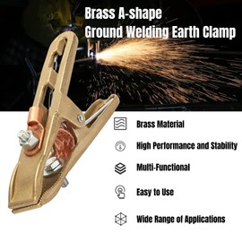 Brass A-Shape Ground Welding Earth Clamp, 500A Ground Clamp Welding, Welder Earth Ground Cable Copper Grip Clip Clamp for Welding Machine