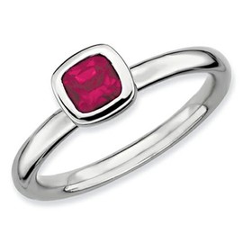 Stackable Expressions Sterling Silver Cushion-Cut Created Ruby Stackable Ring Size 9
