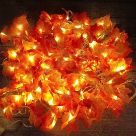 5 Pack Maple Leaves Garland String Lights,Thanksgiving Decorations Fall String Lights with 50 Ft/100 LED Maple Leaves for Indoor Outdoor Autumn Harvest Party Festival Home Patio Thanksgiving Decor