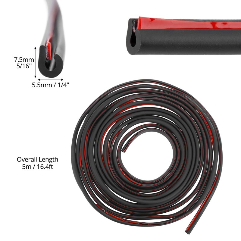 QWORK® 5M Car Door Edge Protector Strip, U-Shaped Door Seal