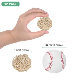 M METERXITY 12-Pack Wicker Rattan Balls 40mm/1.6 Inch Decorative Rattan Balls Orbs Vase Fillers Bowl Fillers for Christmas/Weddings/Thanksgiving/DIY Crafts/Home Decor [Natural Color]