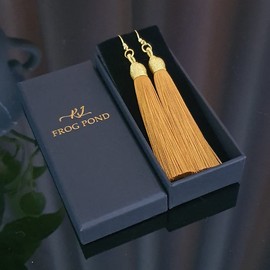 KLFrogPond Boho Thread Long Tassel Dangle Drop Colorful Fringe Earrings Silk Fabric Ethnic Vintage Charms Eardrop, Metal, Silk Fabric