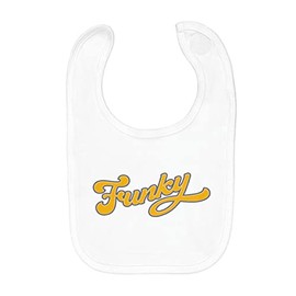 Fabulous Baby Bib Organic Cotton Funky 70s Vintage Retro Style Music Funk, White