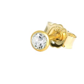 NKlaus Single Stud Earrings Gold 333 - Earring with Crystal Zirconia White - Gold Jewellery Men, Women & Girls - Yellow Gold - 8 Carat - 1 Piece, Yellow Gold, Zircon