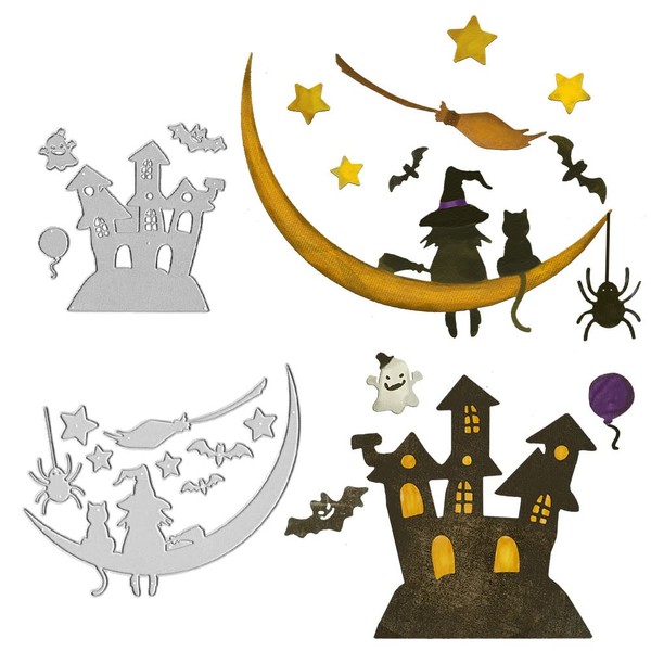 ALIBBON 2Pcs Halloween Cutting Dies for Card Making and Scrapbooking,