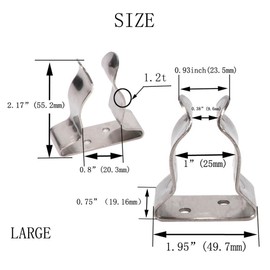 COC-LF 4 Pieces Boat Hook Holder Stainless Steel Spring Clamp Boat Oar Holders Marine Spring Clip Silver Bracket Clip (Large)