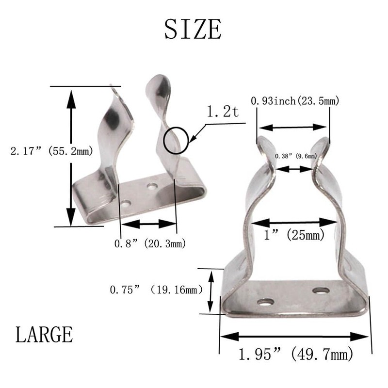 COC-LF 4 Pieces Boat Hook Holder Stainless Steel Spring Clamp