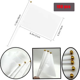 100PCS White Flag Blank Flags Small Mini Plain White Marking DIY Flags On Stick,for Party Decorations for Parades,Grand Yard,Birthday,Dog Training Party Events Celebration