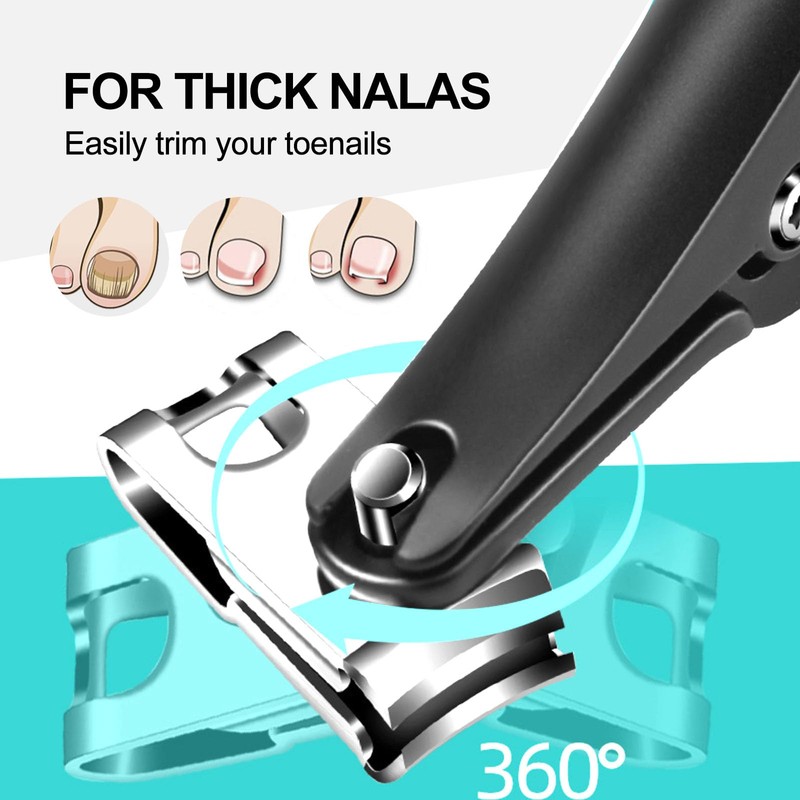 Toe Nail Clippers for Thick Nails - 360° Rotating Long