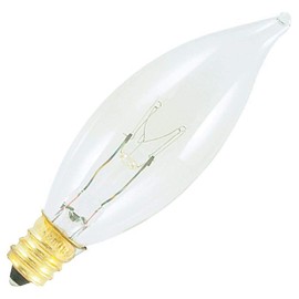 Bulbrite 493125 25CFC/25/2 25-Watt Incandescent Flame Tip CA8 Chandelier Bulb, Candelabra Base, Clear