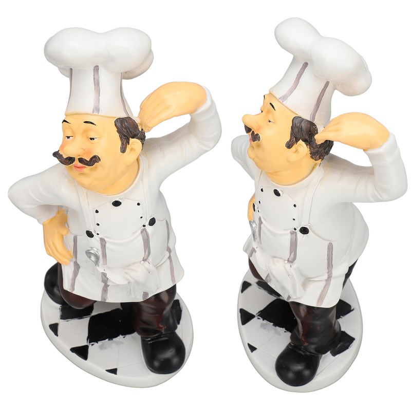French Chef Figurine 30x14x11cm Resin Funny Chef Sculpture Kitchen Restaurant
